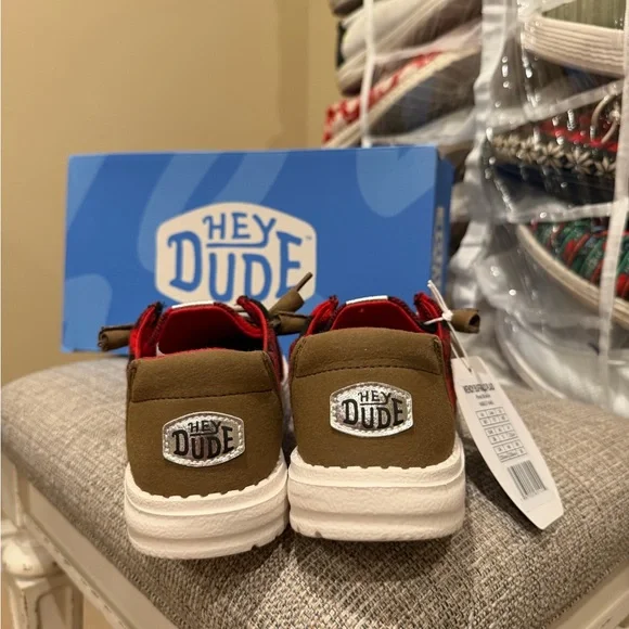 Hey Dude Red and Black Checkered Shoes - Picture 3 of 3